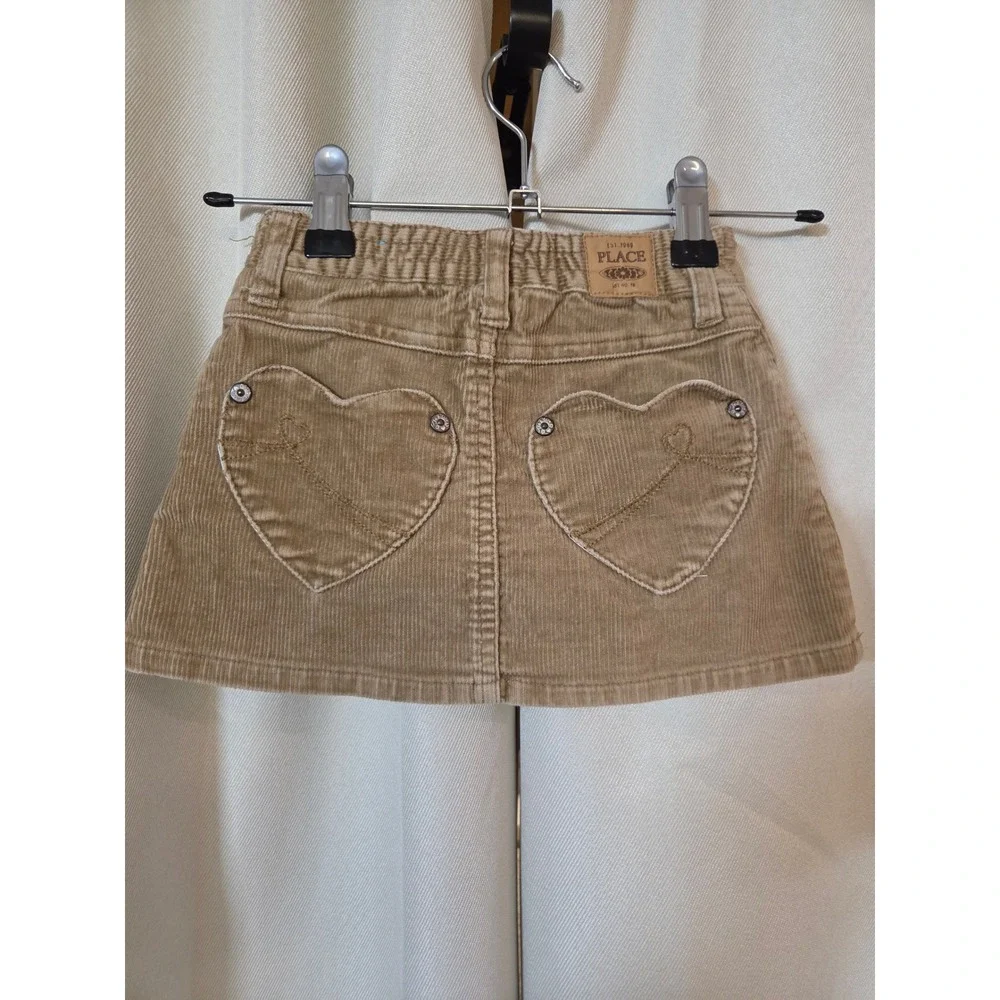 The Childrens Place Girls Tan Corduroy Heart Pocket Skort Skirt 18 Months